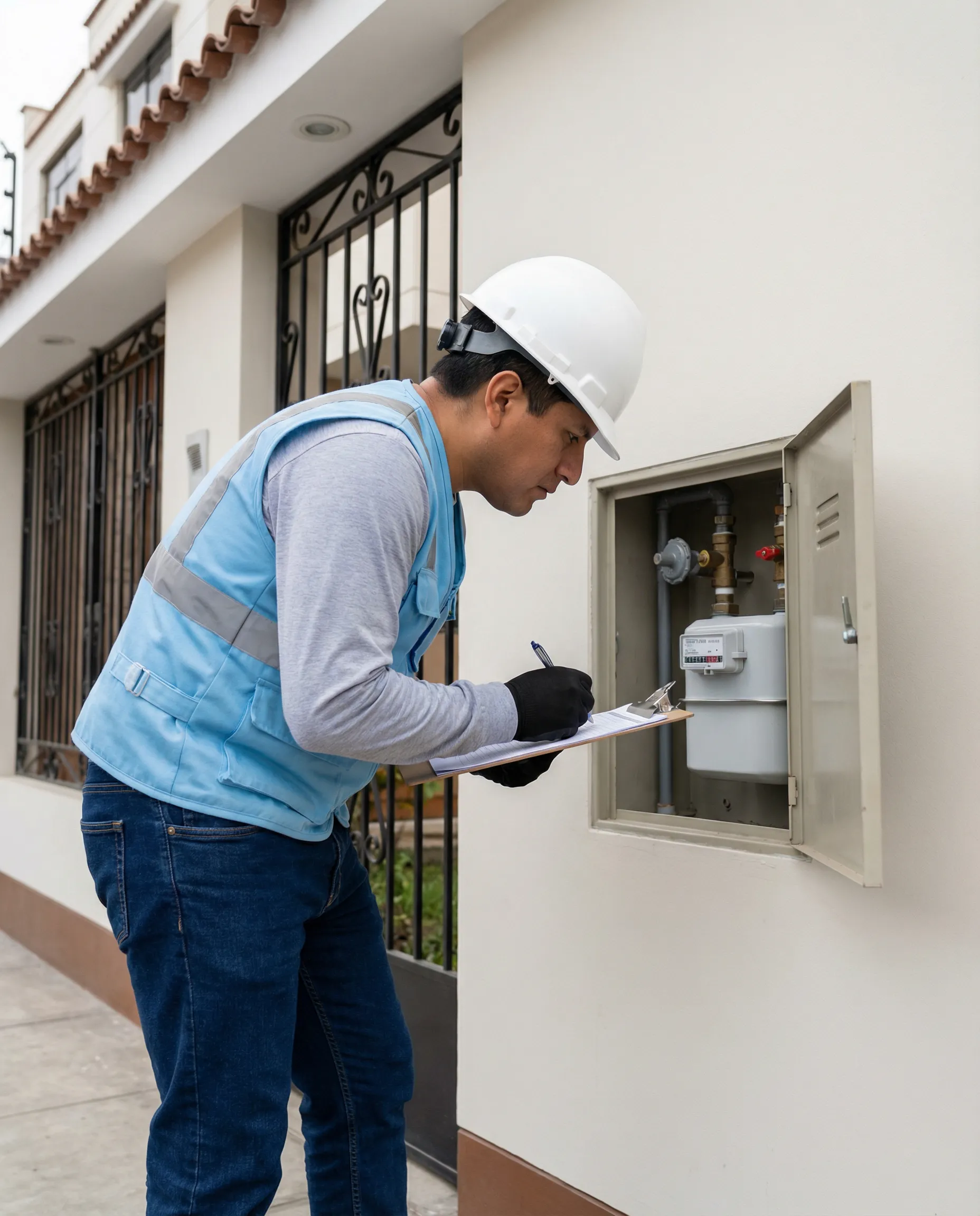 Técnico realizando instalación de gas natural